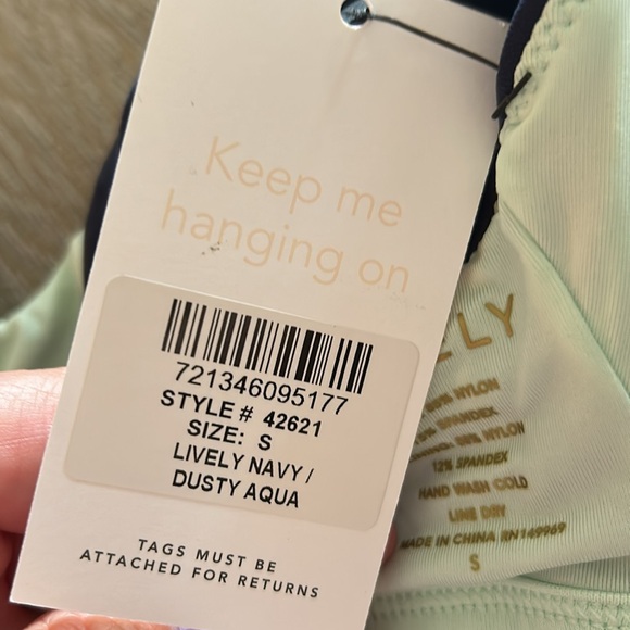 NWT Lively Bra Swim Top, Colorblock Navy/Aqua, Size S - Picture 4 of 4